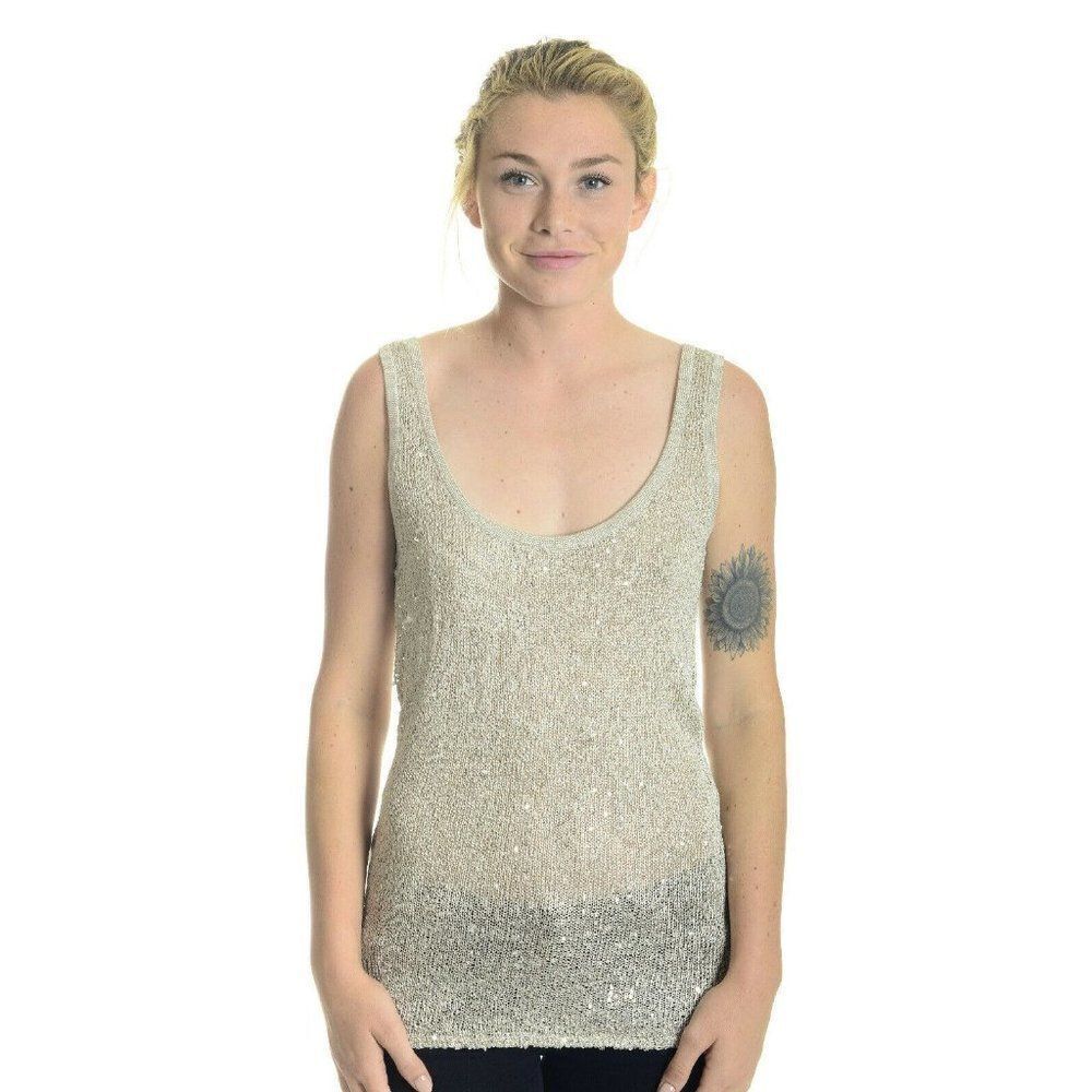 New BB Dakota Nerine Sequin Sweater Knit Tank Top L